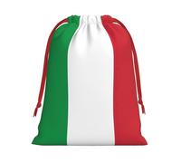 Italian Flag Print Christmas Drawstring Gift Bags, Xmas Holiday Fabric Gift Wrapping Bag For Party, Size-L