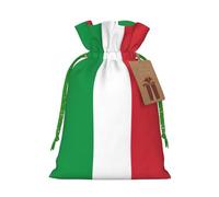 Italian Flag Print Christmas Drawstring Holiday Candy Bag Xmas Sacks Reusable Wrapping Bags Party Favor