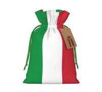 Italian flag Print Drawstring linen gifts bag for Christmas Party,holiday packaging presents bags.