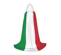 Italian Flag Print Hooded Robe Adult Wizard Robes Monk Priest Cloak Halloween Cosplay Knight Hood Cape, Black, S