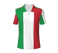Italian Flag Print Mens Polo Shirts - Short Sleeve Dry Fit 3D Print Golf Shirts,Moisture Wicking, Black, M