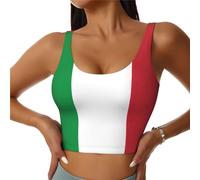 Italian Flag Print Women's Sports Vest Lightweight and Breathable Workout Fitness Fashion Top Black