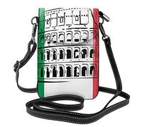 Italian Flag Roman Colosseum Women Cell Phone Purse Pu Leather Crossbody Bag Pouch Phone Bag