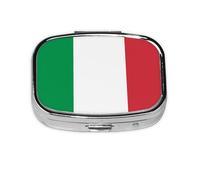Italian Flag Square Pill Box Lightweight and Portable, with 2 Plastic Inserts, Suitable for Carrying in Pockets or Wallets.