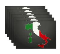 Italian Flag Table Fabric Placemats Set of 6, Durable Machine Washable Reusable Minimalism Cotton Linen Non-Slip Table mats for Party Holiday Decor and Everyday Use (45x30cm, Multicolor)