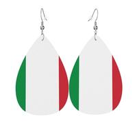 Italian flag Teardrop-shaped leather earrings are a luxurious and fashionable accessory suitable for women, showcasing individual charm.