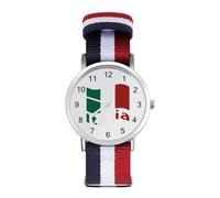 Italian Flag Watches for Mens Womens Analog Quartz Easy to Read Adjustable Nylon Strap