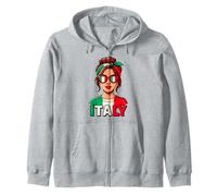 Italian Flag Woman Retro Style Zip Hoodie