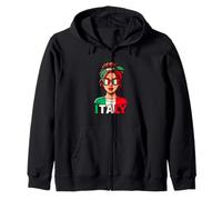 Italian Flag Woman Retro Style Zip Hoodie