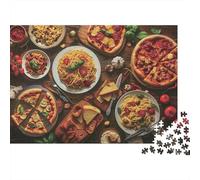 Italian Food Pizza Pasta 1000 Piece Jigsaw Puzzle Paper for Adults Colorful Dining Table Jigsaw Puzzle for Family Home Decor Relaxing Gift 52x38cm/1000pcs