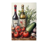 Italian Food Still Life,1000 Piece Adults Wooden Jigsaw Puzzle,Oil Painting Art for Home Decor,Stunningly Colors,Challenging Brain Exercise,Decompression Games,Gift for Family and Friends