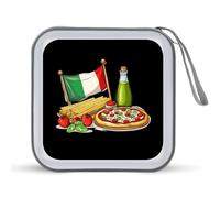 Italian Food Theme Portable CD Case Holder 48 Capacity Travel DVD Storage Boxs Wallet Bag