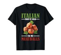 Italian from My Head to My Meatballs Food Pasta - Value Graphic T-Shirt, Men, Black, L
