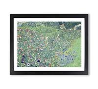 Italian Garden By Gustav Klimt Classic Painting Framed Print | A3 Black Framed Wall Art | Ready to Hang | Classic Floral Picture | Living Room Bedroom Lounge Office