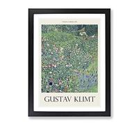 Italian Garden By Gustav Klimt Exhibition Museum Painting Framed Print | A2 Black Framed Wall Art | Ready to Hang | Modern Floral Picture | Living Room Bedroom Lounge Office
