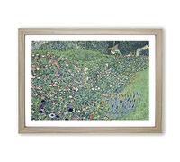 Italian Garden by Gustav Klimt Framed Print | A2 Oak Framed Wall Art | Ready to Hang | Modern Floral Picture | Living Room Bedroom Lounge Office