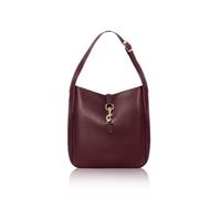 Italian Genuine Leather Shoulder Bag with Elegant Hook Detail Chocolate Brown