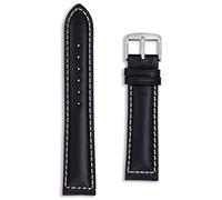Italian Genuine Leather Watch Strap | 18 mm Black | Premium Sorrento Oiled Band | Vintage White Stitching | Gold & Silver Buckle | Spring Bars & Tool Included (Black, 18mm)