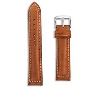Italian Genuine Leather Watch Strap | 18 mm Light Brown | Premium Sorrento Oiled Band | Vintage White Stitching | Gold & Silver Buckle | Spring Bars & Tool Included (Tan, 18mm)