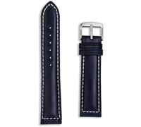 Italian Genuine Leather Watch Strap | 18 mm Navy Blue | Premium Sorrento Oiled Band | Vintage White Stitching | Gold & Silver Buckle | Spring Bars & Tool Included (Blue, 18mm)