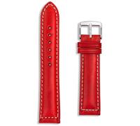 Italian Genuine Leather Watch Strap | 20 mm Red | Premium Sorrento Oiled Band | Vintage White Stitching | Gold & Silver Buckle | Spring Bars & Tool Included (Red, 20mm)
