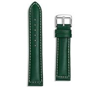 Italian Genuine Leather Watch Strap | 22 mm Green | Premium Sorrento Oiled Band | Vintage White Stitching | Gold & Silver Buckle | Spring Bars & Tool Included (Green, 22mm)