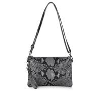 Italian Genuine Suede Crossbody Wristlet for Women with Python Print & Detachable Strap | Small Shoulder Bag Purse, Black, S, Rectangular Python-embossed Suede Crossbody & Wristlet Bag