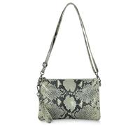 Italian Genuine Suede Crossbody Wristlet for Women with Python Print & Detachable Strap | Small Shoulder Bag Purse, Grey, S