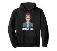 Italian Girl Italy Flag Messy Bun Sunglasses Pullover Hoodie