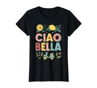 Italian Greeting Ciao Bella Italy Lemon Scooter Souvenir Value Graphic T-Shirt, Women, Black, XL