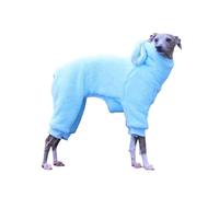 Italian Greyhound Clothes Onesie w/Hat Winter Soft & Warm Whippet Dog Sweater Hoodie Pullover Full Body Pet Pajamas Pjs Jumpsuit(Blu,Small)