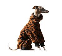 Italian Greyhound Clothes Warm Fleece Leopard Print Dog Sweatshirt | Turtleneck Four-Legged Whippet Pajama, Winter Warm, Soft and Stretchy, for Bedlington Terrier(Brown,2XL)