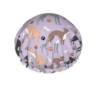 Italian Greyhound Dog Bones And Paws,Shower Cap Nightcap Double Layer Waterproof Elastic Bath Cap Reusable Hair Cap