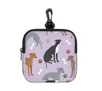 Italian Greyhound Dog Bones and Paws, Square Zipper Storage Bag, Neoprene Coin Purse, Small Wallets, Change Pouch, Change Purse