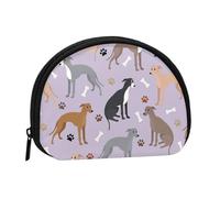 Italian Greyhound Dog Bones and Paws, Women's Storage Bag Shell Makeup Bag Small Coin Purse Shell Change Pouch