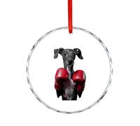 Italian Greyhound Dog Boxing Christmas Hanging Ornaments Crystal Glass Round Pendant Gifts for Xmas Trees Home Offices