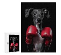 Italian Greyhound Dog Boxing Funny Wooden Puzzle with Storage Box Adults Vertical Jigsaw Puzzles Challenge Gift for Family Game