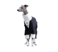 Italian Greyhound Fleece Clothes Formal Turtleneck Whippet Pajamas | Full Body Pullover Dog Jumpsuit Onesie, Four-Legged, Winter Warm, for Holiday New Year Party(L)