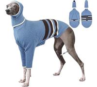 Italian Greyhound Jumper, Thick Warm Sweater for Whippets Onesie with Dog Winter Hat Two-Legged Knitted Turtleneck Sweater Winter for Italian Greyhound Whippet Evenings Wear(Blue, XS)