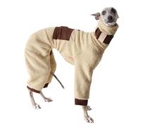 Italian Greyhound Jumper, Windproof Turtleneck Dogs Jumpsuit,Dog Fleece Pajamas Pjs,Super Warm Winter Pullover for Whippet Greyhound Lurcher (Khaki, M)