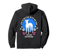 Italian Greyhound Life is Better White Iggy Dog Pullover Hoodie