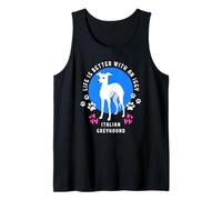 Italian Greyhound Life is Better White Iggy Dog Tank Top