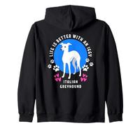 Italian Greyhound Life is Better White Iggy Dog Zip Hoodie