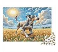 Italian Greyhound Paperboard Pointer Leaping in Sunlit Wheat Field Classic Jigsaw Puzzle Collectible Secret Santa Gift 38x26cm/1000pcs