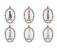 Italian Greyhound Personalised Oval Shaped Personalised Christmas Tree Bauble - With the name of your choice - 6 Different Designs Available At Customisation Point