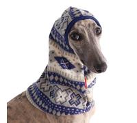 Italian Greyhound Winter Fleece Hat,Thin Dog Fair Isle Windproof Neck & Ear Protection Cap Whippets Calming Headwrap Snood for Samll Medium Sighthound Dogs_S(Blue)