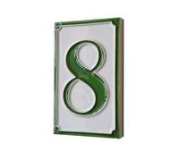 Italian hand-painted ceramic green house number tiles 11 x 7 cm (Number 8 tile)