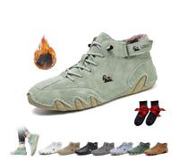 Italian Handmade High Boots Unisex Outdoor All-terrain Minimalist Beck Shoes Lightweight Breathable Non-slip Casual Barefoot Shoes For Hiking Camping & Driving Chukka Boots(Light green Velvet,38 EU)