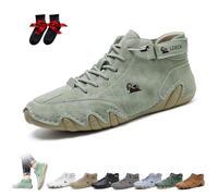 Italian Handmade High Boots Unisex Outdoor All-terrain Minimalist Beck Shoes Lightweight Breathable Non-slip Casual Barefoot Shoes For Hiking Camping & Driving Chukka Boots(Light green,42 EU)