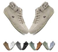 Italian Handmade Leather High Boots, Beck Shoes Men Waterproof, Lightweight Non-Slip Breathable Outdoor Trail Sports Walking Casual Chukka Sneakers For Men And Women(Khaki,14 UK)